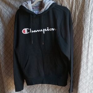 Champion hoodie, navy with gray lined hoodie, mens,size S,